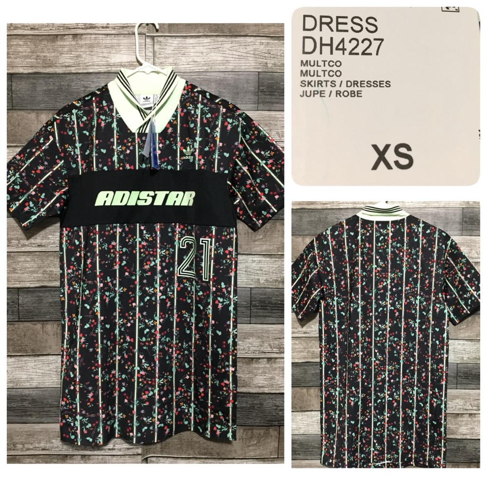 Adidas Adistar Floral Shirt Dress Women’s XS Black Performance